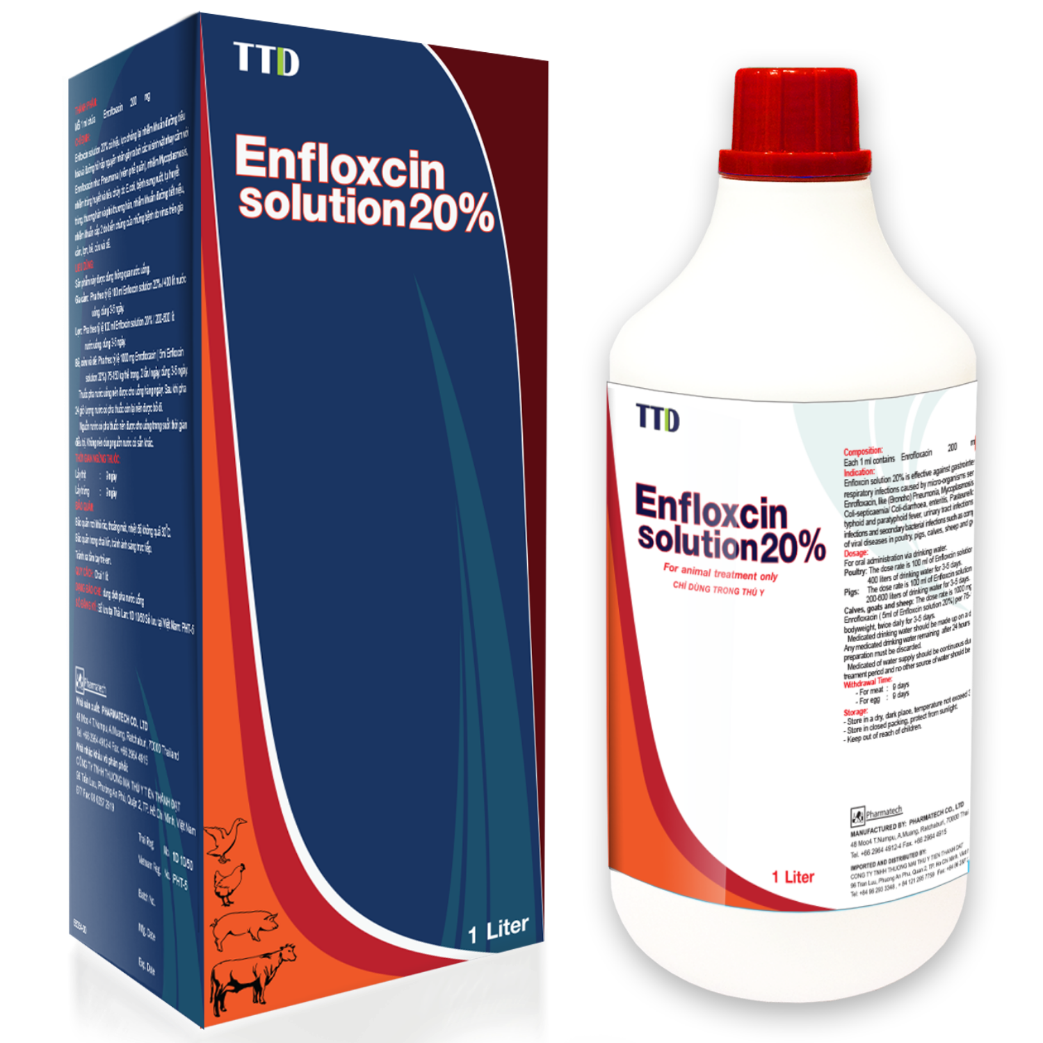 Enfloxcin Solution-20 Enrofloxacin 20% - Điều trị nhiễm khuẩn đường tiêu hóa và hô hấp trên Gia cầm