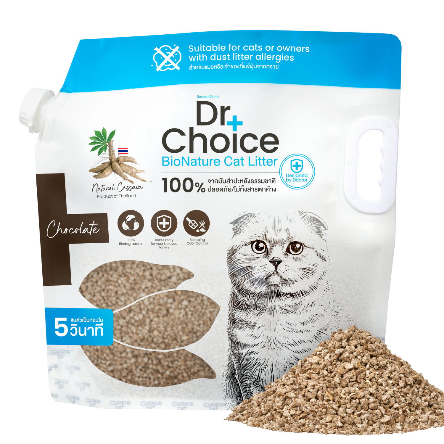 Cát Mèo từ Sắn Dr Choice BioNature mùi Socola